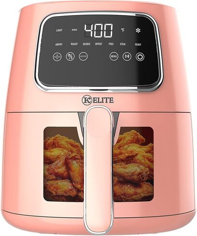 Kitchen Elite Countertop Digital Air Fryer with LED Screen, Peach, 5.5 Qt in Saudi Arabia