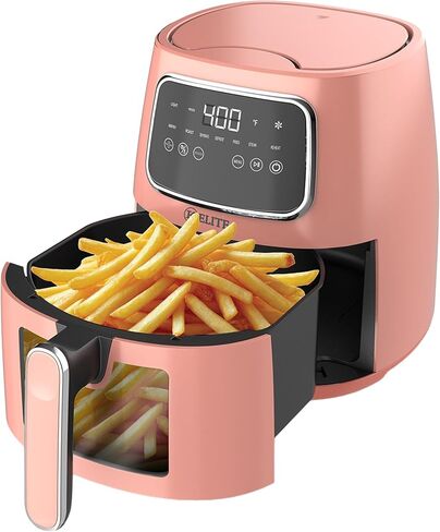 Kitchen Elite Countertop Digital Air Fryer with LED Screen, Peach, 5.5 Qt in Saudi Arabia