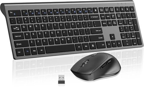 Wireless Keyboard and Mouse Combo Silent for Office and Home - Black & Gray in Saudi Arabia