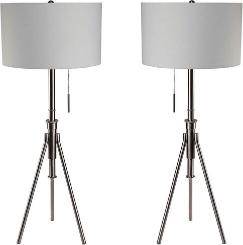 Vintage Look 1pc Floor Lamp Brushed Steel Tripod Legs Unique High Lamp Pull Switch 57" H in Saudi Arabia
