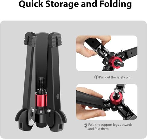 Bewinner Compact Tripod Base with 3/8 Inch Screw, 145mm Legs Desktop Stand with Anti Slip Pads for Monopod DSLR Camera PTZ Stabilizer, for Stable Vlogging and Photography in Saudi Arabia