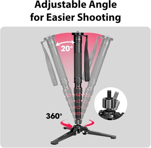 Bewinner Compact Tripod Base with 3/8 Inch Screw, 145mm Legs Desktop Stand with Anti Slip Pads for Monopod DSLR Camera PTZ Stabilizer, for Stable Vlogging and Photography in Saudi Arabia