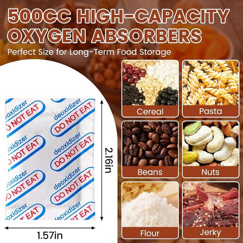 400 Counts 500cc Food Grade Oxygen Absorbers, 10 Individually Vacuum Sealed Packs with Oxygen Indicator, Oxygen Absorber Packets for Long Term Storage in Mylar Bag,Canning Jars, Freeze Dryer Storage in Saudi Arabia
