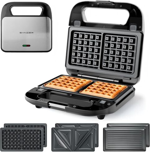 KEINVE 3-in-1 Sandwich Maker, Waffle Maker and Panini Press Grill, Black in Saudi Arabia