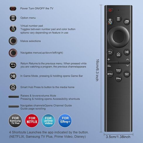 BN59-01385A Replacement Remote for Samsung Smart TV Remotes Control Compatible with All Samsung LED QD Neo QLED 4K 8K HDR Smart TVs from 2018 to 2024, with 4 Shortcut Buttons No Voice Function in Saudi Arabia