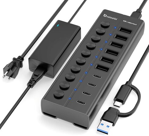 Powered USB Hub, 10-Port USB C Hub with 6 USB-A 3.2, 4 USB-C 3.2 Ports in Saudi Arabia