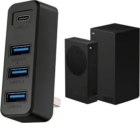 4 Ports USB 3.0 Hub for Xbox Series X/S Consoles, Xbox Series USB Hub High-Speed Expansion Splitter Adapter with 3 USB 3.0 Ports + 1 Type C 3.0 Port for Xbox Series S/X Accessories (Black) in Saudi Arabia