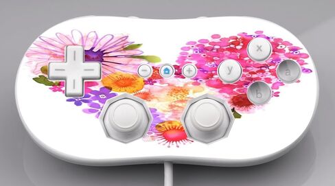 Watercolor Flowers in a Heart Love Vinyl Decal Sticker Skin by Debbie's Designs for Wii Classic Controller in Saudi Arabia