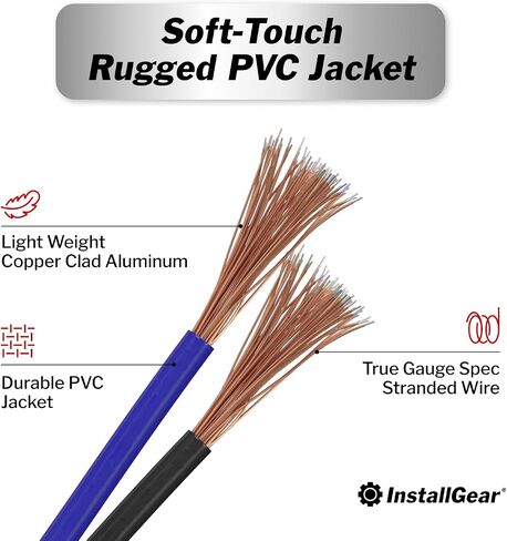 InstallGear 8 Gauge Wire (50Ft) Copper Clad Aluminum CAA - Primary Automotive, Car Amplifier Power and Ground Cable, Battery Cable, Audio Speaker Stereo, RV Trailer Wiring in Saudi Arabia