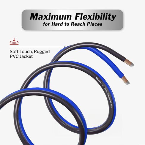InstallGear 8 Gauge Wire (50Ft) Copper Clad Aluminum CAA - Primary Automotive, Car Amplifier Power and Ground Cable, Battery Cable, Audio Speaker Stereo, RV Trailer Wiring in Saudi Arabia