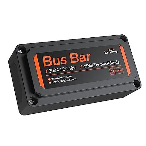 LiTime 300A Bus Bar 4 * M8 المشاركات الطرفية لبطاريات LiFePO4 الجهد العالي والتيار مناسبة للسيارات والتطبيقات البحرية والطاقة الشمسية والنظام الكهربائي (أحمر + أسود) in Saudi Arabia