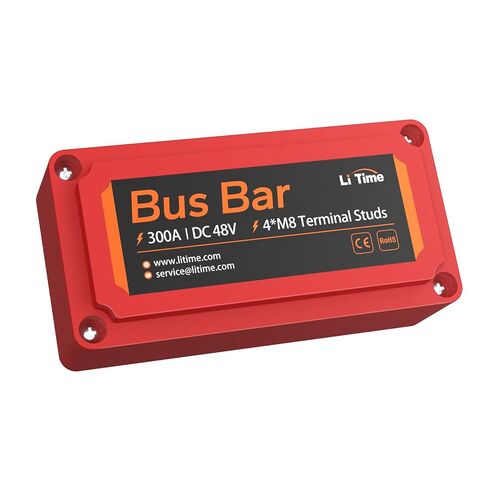 LiTime 300A Bus Bar 4 * M8 المشاركات الطرفية لبطاريات LiFePO4 الجهد العالي والتيار مناسبة للسيارات والتطبيقات البحرية والطاقة الشمسية والنظام الكهربائي (أحمر + أسود) in Saudi Arabia
