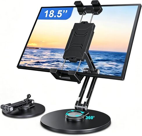 Tablet Stand for Desk, Portable Monitor Stand with Large Clamp up to 18.5" in Saudi Arabia