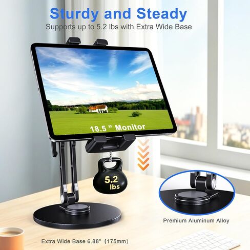 Tablet Stand for Desk, Portable Monitor Stand with Large Clamp up to 18.5" in Saudi Arabia