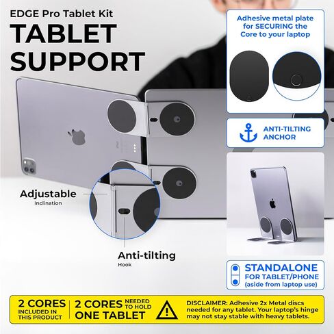 Rolling Square Edge Pro Tablet Kit - Mount and Phone Magnetic Holder, Smartworking & Productivity Stand Accessory, Compatible with MagSafe, Compatible with Any Tablet or Phone, Black in Kuwait