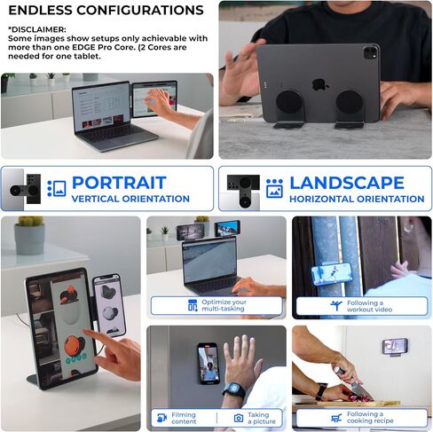 Rolling Square Edge Pro Tablet Kit - Mount and Phone Magnetic Holder, Smartworking & Productivity Stand Accessory, Compatible with MagSafe, Compatible with Any Tablet or Phone, Black in Kuwait
