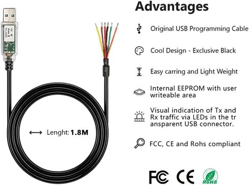 TTL-232RG-VSW3V3-WE TTL to USB Serial Converter Original Cables USB to UART Cable Supports +3.3V TTL Level UART Signals Compatible Windows 11 10 8 7 Linux MAC OS(1.8M) in Saudi Arabia