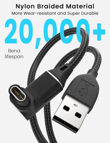 Sinoacc Charger Cable for Fenix 8 Pro E 7 6 5 Vivoactive 6 5 4 3 Forerunner 55 165 245 255 955 965 970 Venu Sq 2 3S 4 Instinct 2 3 Approach D2 Epix Vivomove 3.3ft USB Braided 90-Degree Charging Cable in Saudi Arabia