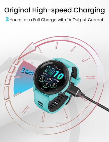 Sinoacc Charger Cable for Fenix 8 Pro E 7 6 5 Vivoactive 6 5 4 3 Forerunner 55 165 245 255 955 965 970 Venu Sq 2 3S 4 Instinct 2 3 Approach D2 Epix Vivomove 3.3ft USB Braided 90-Degree Charging Cable in Saudi Arabia