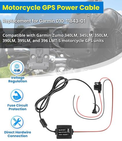 كابل طاقة GPS للدراجات النارية متوافق مع Garmin Zumo 340، 345، 350LM، 390LM، 395LM و396 LMT-S، بديل لسلك الطاقة الصلب لـ Garmin 010-11843-01 in Saudi Arabia