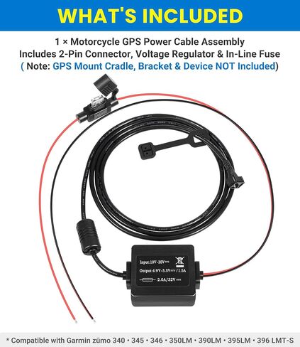 كابل طاقة GPS للدراجات النارية متوافق مع Garmin Zumo 340، 345، 350LM، 390LM، 395LM و396 LMT-S، بديل لسلك الطاقة الصلب لـ Garmin 010-11843-01 in Saudi Arabia