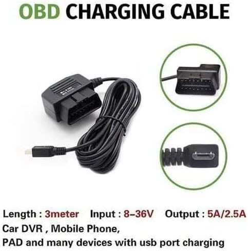 كابل أسلاك Tracki Obd Micro لجهاز Tracki Universal GPS Tracki فقط - التوصيل والتشغيل obd2 إلى طاقة USB الصغيرة، كابل 7 أقدام وموصل 90 درجة للسيارات والشاحنات الخفيفة in Saudi Arabia