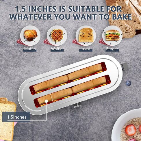 Plum chef 4-Slice Toaster with Light Strip, Extra Long Slot Toaster, 7 Browning Settings, Defrost/Reheat Functions, Removable Crumb Tray, Stainless Steel Housing, Anti-Jam & Self-Centering in Saudi Arabia