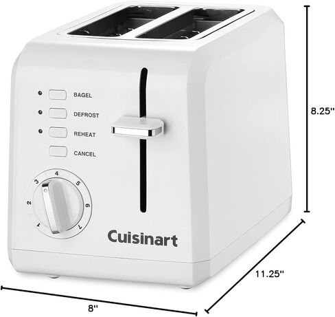 محمصة خبز صغيرة الحجم من كويزينارت CPT-120، شريحتين، باللون الأبيض in Saudi Arabia
