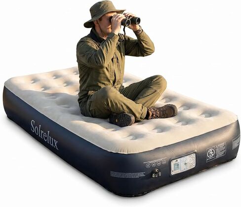 Twin Air Mattress with Built-in Pump, 18" Raised 2-Min Fast Inflatable Blow Up Mattress, Foldable Air Bed with Storage Bag for Home, Camping & Guests, Colchon Inflable in Saudi Arabia