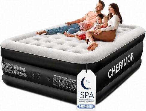 CHERIMOR Queen Air Mattress with Built-in Pump 18in, Upgraded 40 Air-Coil in Saudi Arabia