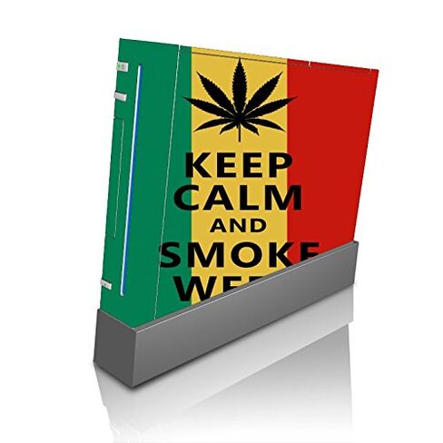 ملصق لاصق من الفينيل مطبوع عليه علم الأعشاب الضارة Keep Calm and Smoke من Debbie's Designs لوحدة تحكم Wii in Saudi Arabia