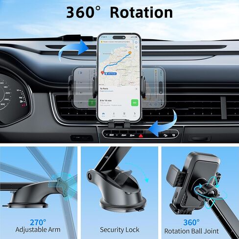 SONRU Car Phone Holder Wireless Charger, Qi 15W Wireless Car Charger Fast Charging Auto Clamping Car Charger Mount Suction Holder Dashboard Air Vent for iPhone 16/15/14/13/12/11, Samsung S25/24 in Saudi Arabia