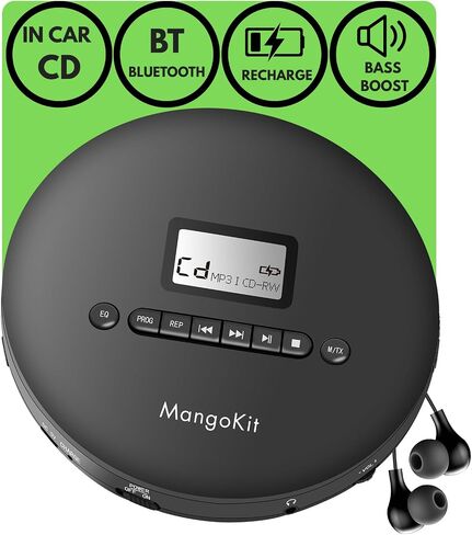 CD-X Portable CD Player, Bluetooth, Rechargeable, Anti-Skip in Saudi Arabia