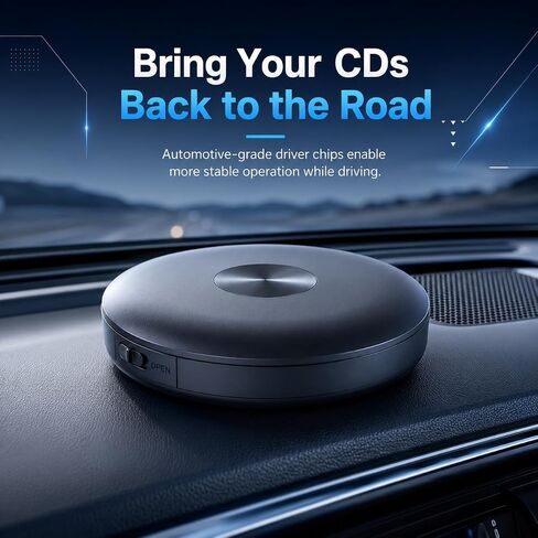 مشغل أقراص مضغوطة خارجي للسيارة، توصيل وتشغيل مشغل أقراص مضغوطة USB محمول للسيارة، قارئ أقراص مضغوطة عالمي مدمج للسيارة متوافق مع السيارات وسيارات الدفع الرباعي والشاحنات وأجهزة الكمبيوتر in Saudi Arabia