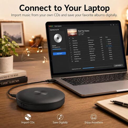 مشغل أقراص مضغوطة خارجي للسيارة، توصيل وتشغيل مشغل أقراص مضغوطة USB محمول للسيارة، قارئ أقراص مضغوطة عالمي مدمج للسيارة متوافق مع السيارات وسيارات الدفع الرباعي والشاحنات وأجهزة الكمبيوتر in Saudi Arabia