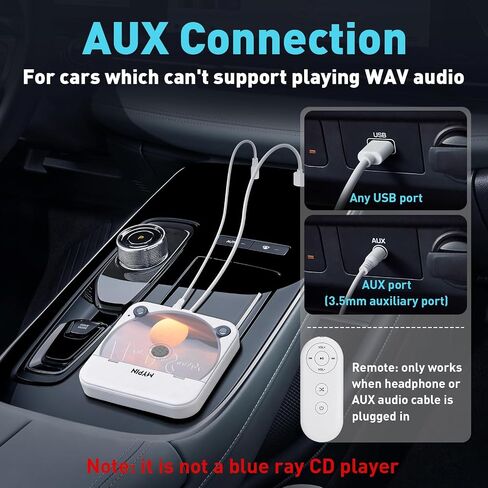 مشغل أقراص مضغوطة محمول للسيارة مزود بمنفذ USB/AUX ومشغل أقراص مضغوطة خارجي in Saudi Arabia