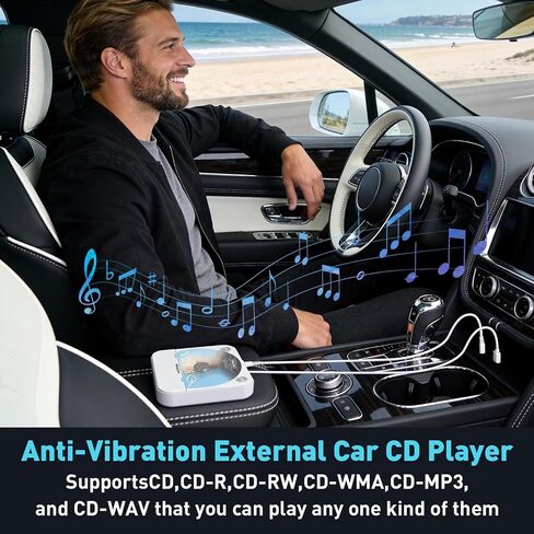 مشغل أقراص مضغوطة محمول للسيارة مزود بمنفذ USB/AUX ومشغل أقراص مضغوطة خارجي in Saudi Arabia