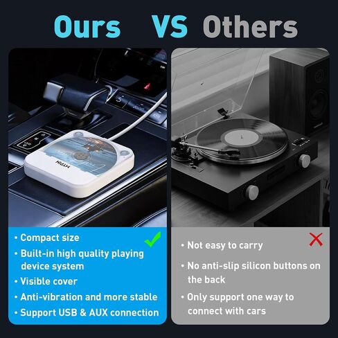 مشغل أقراص مضغوطة محمول للسيارة مزود بمنفذ USB/AUX ومشغل أقراص مضغوطة خارجي in Saudi Arabia