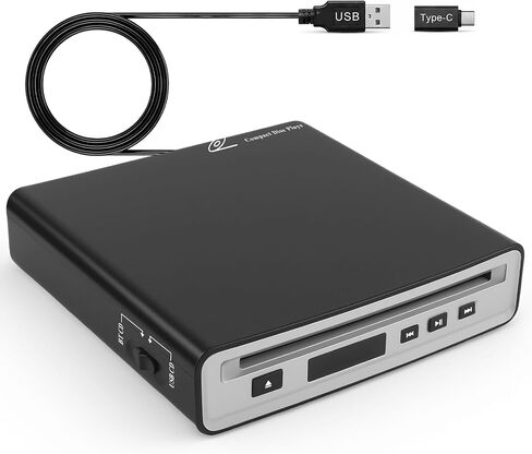 Portable External Bluetooth CD Player for Car | Supports Type-C/USB Connections | Compatible Laptop, MacBook,TV, Bluetooth Speaker Android 4.4 and Above Navigation | High-Fidelity Sound Quality in Saudi Arabia