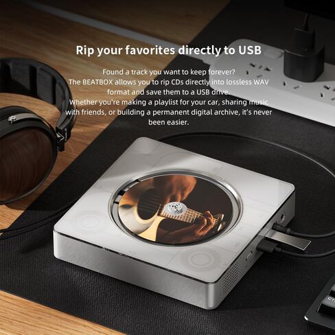 FIIO SNOWSKY Beatbox All-in-One CD Player Boombox، مكبر صوت HiFi ستيريو بلوتوث مع LDAC، نسخ أقراص USB CD، راديو FM، مدخل AUX، بطارية قابلة لإعادة الشحن وتصميم لوحة مغناطيسية قابلة للتخصيص (أسود) in Saudi Arabia