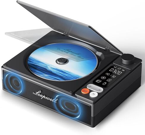 Leapwell CD Player Portable Bluetooth Desktop CD Players for Home with Speakers Rechargeable Small Retro CD Player with LCD Screen Optical USB White in Saudi Arabia