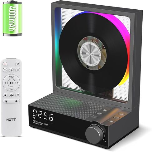 HOTT Portable CD Player,Retro Bluetooth 5.3 CD Players for Home,Music Player with HiFi Speaker,4000mAh Recheageable/Remote Contro/RGB Night Light/Sleep Timer/U Disk/Micro SD/AUX Desktop CD Players in Saudi Arabia
