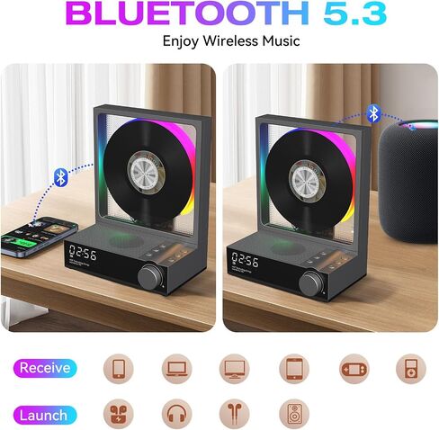 HOTT Portable CD Player,Retro Bluetooth 5.3 CD Players for Home,Music Player with HiFi Speaker,4000mAh Recheageable/Remote Contro/RGB Night Light/Sleep Timer/U Disk/Micro SD/AUX Desktop CD Players in Saudi Arabia