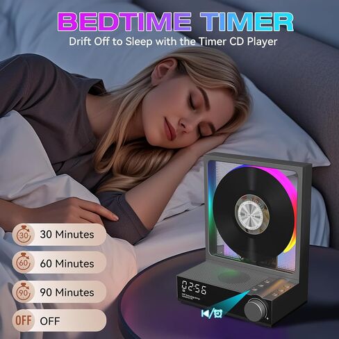 HOTT Portable CD Player,Retro Bluetooth 5.3 CD Players for Home,Music Player with HiFi Speaker,4000mAh Recheageable/Remote Contro/RGB Night Light/Sleep Timer/U Disk/Micro SD/AUX Desktop CD Players in Saudi Arabia