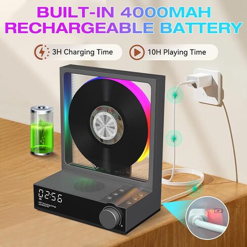 HOTT Portable CD Player,Retro Bluetooth 5.3 CD Players for Home,Music Player with HiFi Speaker,4000mAh Recheageable/Remote Contro/RGB Night Light/Sleep Timer/U Disk/Micro SD/AUX Desktop CD Players in Saudi Arabia