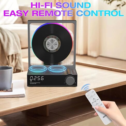 HOTT Portable CD Player,Retro Bluetooth 5.3 CD Players for Home,Music Player with HiFi Speaker,4000mAh Recheageable/Remote Contro/RGB Night Light/Sleep Timer/U Disk/Micro SD/AUX Desktop CD Players in Saudi Arabia