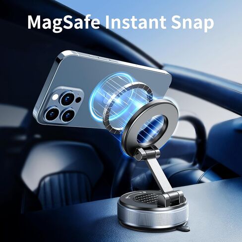 Car Phone Holder for Magsafe, Suction Cup Phone Mount 360° Adjustable Vacuum Magnetic Phone Holder, Cell Phone Holders for Your Car Compatible with iPhone 17 Pro Max 16 15 14 13 12 (Carbon Black) in Saudi Arabia