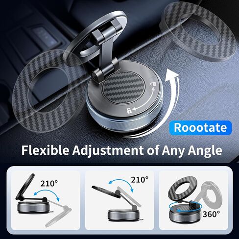 Car Phone Holder for Magsafe, Suction Cup Phone Mount 360° Adjustable Vacuum Magnetic Phone Holder, Cell Phone Holders for Your Car Compatible with iPhone 17 Pro Max 16 15 14 13 12 (Carbon Black) in Saudi Arabia