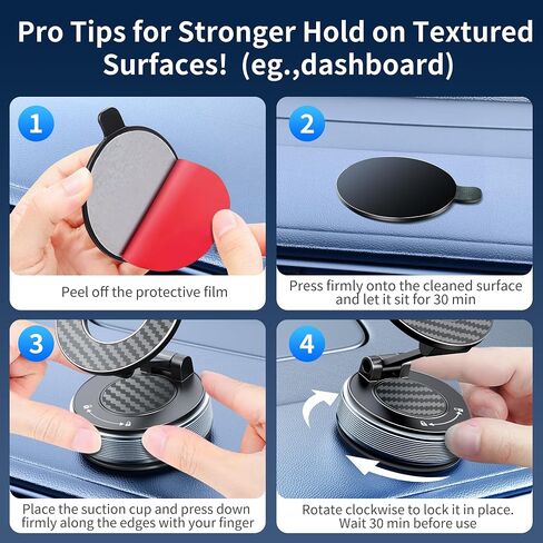 Car Phone Holder for Magsafe, Suction Cup Phone Mount 360° Adjustable Vacuum Magnetic Phone Holder, Cell Phone Holders for Your Car Compatible with iPhone 17 Pro Max 16 15 14 13 12 (Carbon Black) in Saudi Arabia