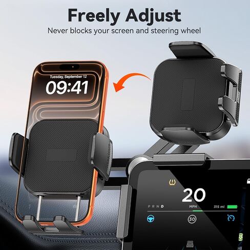 Tesla Phone Mount Model 3/Y Accessories: No-Adhesive for Clamp Car Mount for Model 3,Y,Juniper,Highland,Cybertruck,Fit for iPhone,Samsung,Google and All Android Mobile Phone in Saudi Arabia